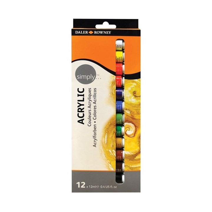 Set 12X12ml culori acrilice Simply Daler Rowney