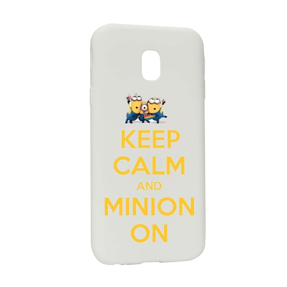 Husa de protectie Minion Keep Calm pentru Samsung Galaxy J3 2018, rezistenta la uzura, anti-alunecare, din silicon Premium, W209
