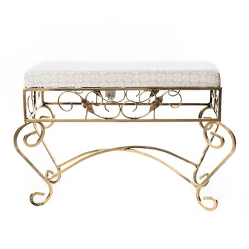 Bancheta pentru hol din metal, Premiamob, auriu patinat 10-0704 Bancheta pentru hol din metal, Premiamob, auriu patinat 10-0704