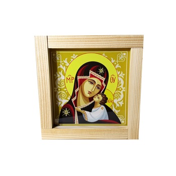 Cadou aniversar, Regalo - Icoana luminoasa Sfanta Maria negru auriu, 12,5 cm Cadou aniversar, Regalo - Icoana luminoasa Sfanta Maria negru auriu, 12,5 cm
