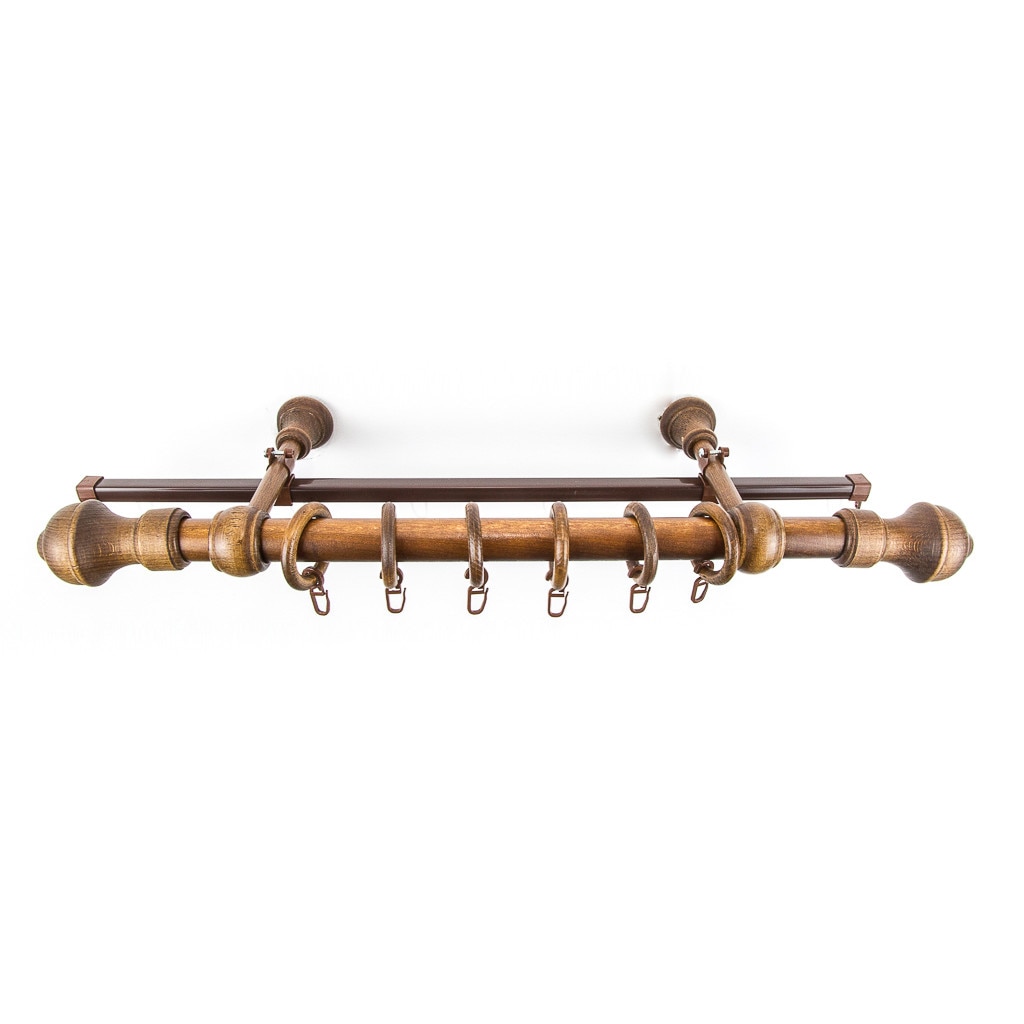 Kit galerie ARES, lemn masiv, culoare NUC 280 cm + sina U maro 270 cm, accesorii incluse