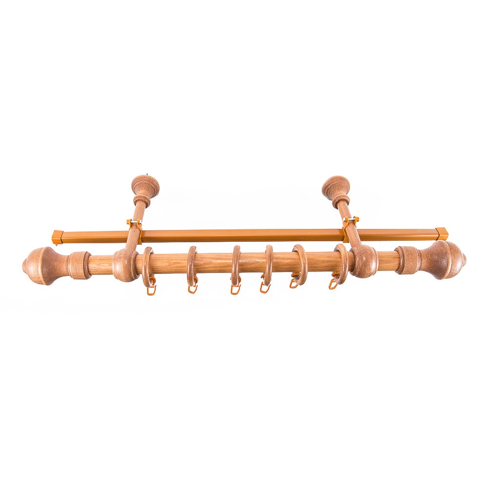 Kit galerie ARES, lemn masiv, culoare CIRES 300 cm + sina U cires 290 cm, accesorii incluse