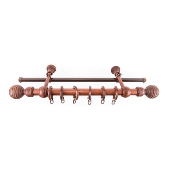 Kit galerie REGAL, lemn masiv, culoare MAHON 120 cm + sina U maro 110 cm, accesorii incluse Kit galerie REGAL, lemn masiv, culoare MAHON 120 cm + sina U maro 110 cm, accesorii incluse