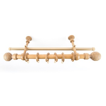 Kit galerie REGAL, lemn masiv, culoare STEJAR 240 cm + sina U bej 230 cm, accesorii incluse Kit galerie REGAL, lemn masiv, culoare STEJAR 240 cm + sina U bej 230 cm, accesorii incluse