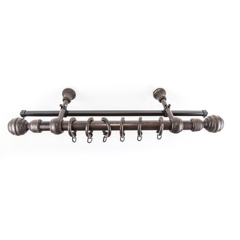 Kit galerie REGAL, lemn masiv, culoare WENGE 120 cm + sina U neagra 110 cm, accesorii incluse Kit galerie REGAL, lemn masiv, culoare WENGE 120 cm + sina U neagra 110 cm, accesorii incluse