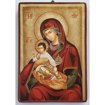 Icoana pictata pe lemn Maica Domnului 169, Artizanat Opait, 14x10cm Icoana pictata pe lemn Maica Domnului 169, Artizanat Opait, 14x10cm