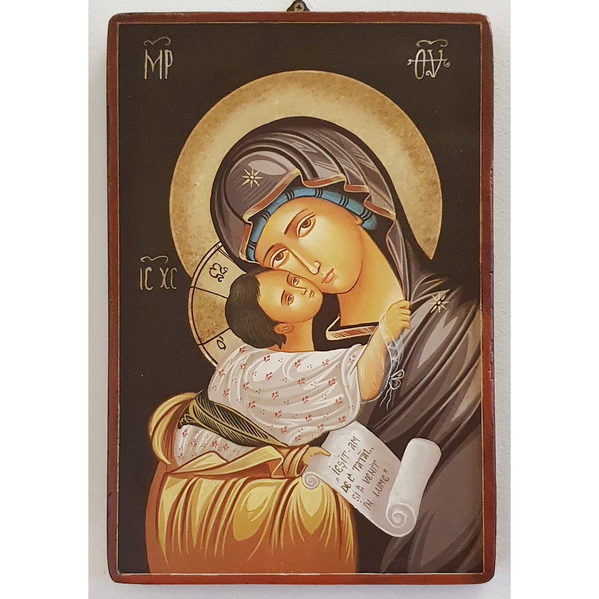 Icoana pictata pe lemn Maica Domnului 143, Artizanat Opait, 14x10cm