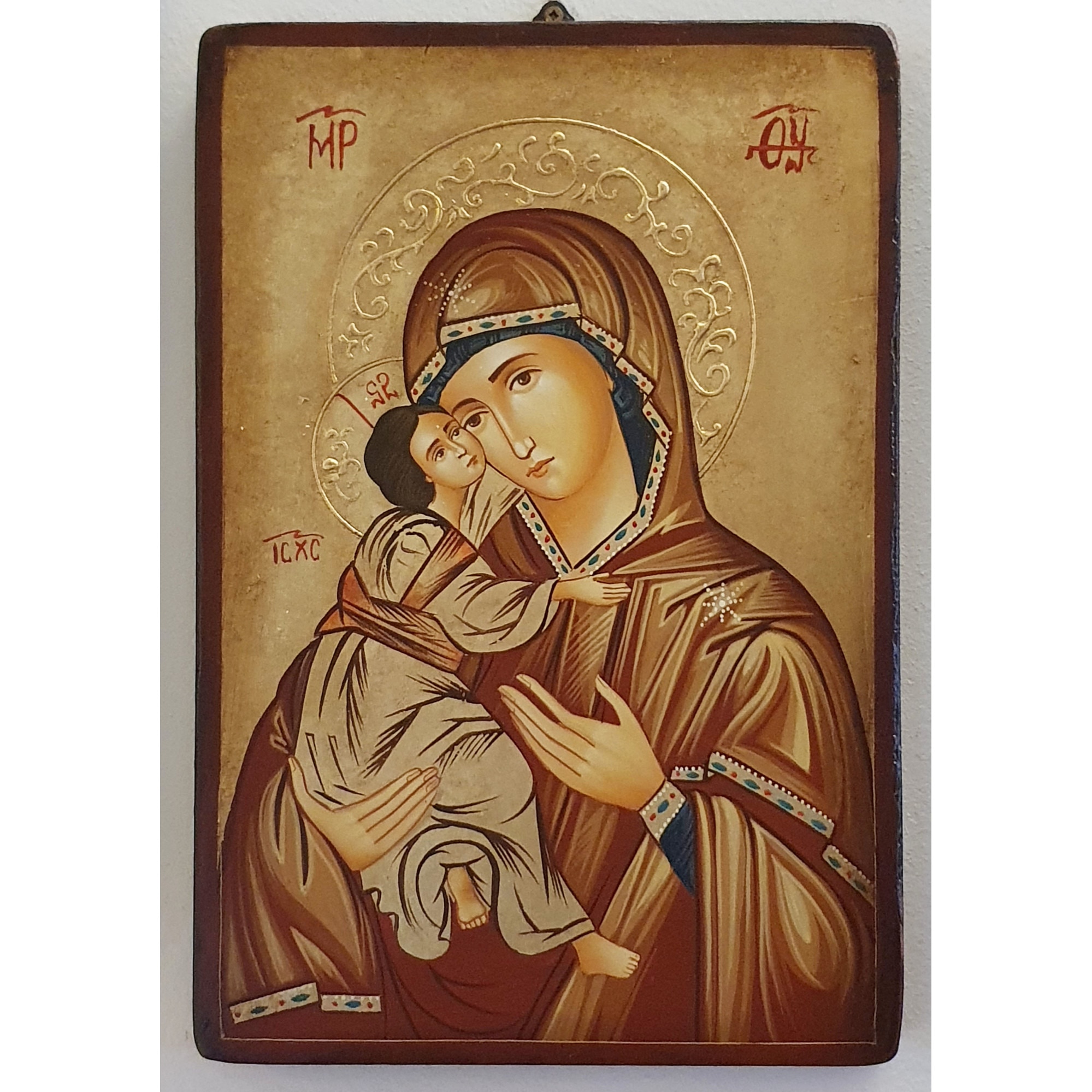 Icoana pictata pe lemn Maica Domnului 132, Artizanat Opait, 32x22cm