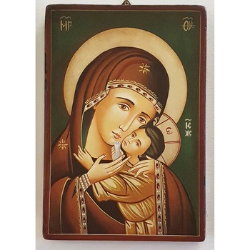 Icoana pictata pe lemn Maica Domnului 131, Artizanat Opait, 22x18cm Icoana pictata pe lemn Maica Domnului 131, Artizanat Opait, 22x18cm
