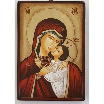 Icoana pictata pe lemn Maica Domnului 107, Artizanat Opait, 18x14 cm Icoana pictata pe lemn Maica Domnului 107, Artizanat Opait, 18x14 cm