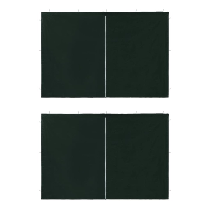Set de 2 pereti laterali cu fermoar, pentru cort, vidaXL, Polietilena, Verde, 300 x 195 cm