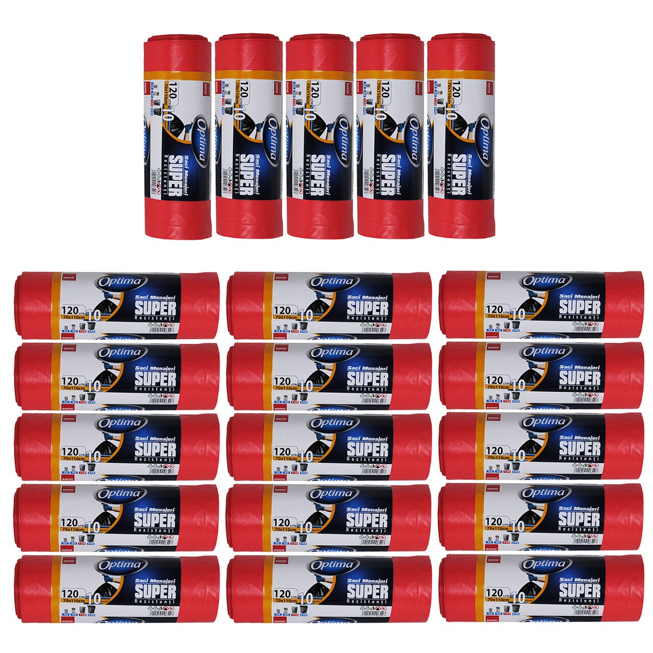 Pachet - 20 x Saci menajeri, Sano Optima, 120 litri
