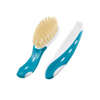 Set 2 piese perie si piepten Nuk 256236-A, Albastru Set 2 piese perie si piepten Nuk 256236-A, Albastru
