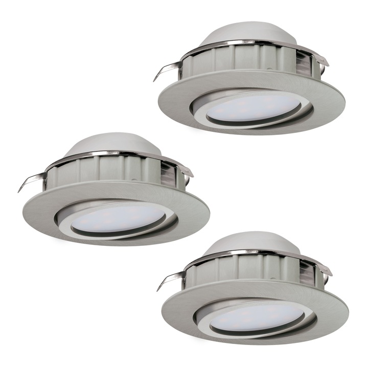 Spot incastrat PINEDA, 95859, LED, 3X6W, Ø 84, 3X500 Lumeni, 3000 K (Calda), Plastic / Nichel satinat