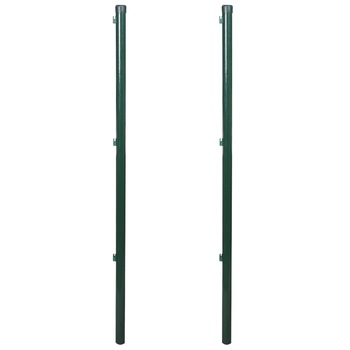 Set de 2 bucati de stalp pentru fixare gard de plasa, vidaXL, Fier, 115 cm, Verde Set de 2 bucati de stalp pentru fixare gard de plasa, vidaXL, Fier, 115 cm, Verde