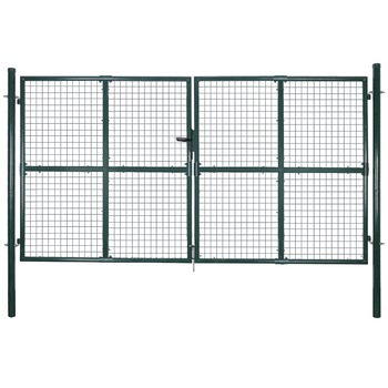 Poarta dubla cu plasa pentru gradina, vidaXL, Otel galvanizat, 306 x 250 cm, Verde Poarta dubla cu plasa pentru gradina, vidaXL, Otel galvanizat, 306 x 250 cm, Verde
