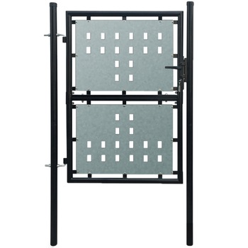 Poarta pentru gard, simpla, vidaXL, Otel, 100 x 225 cm, Negru Poarta pentru gard, simpla, vidaXL, Otel, 100 x 225 cm, Negru