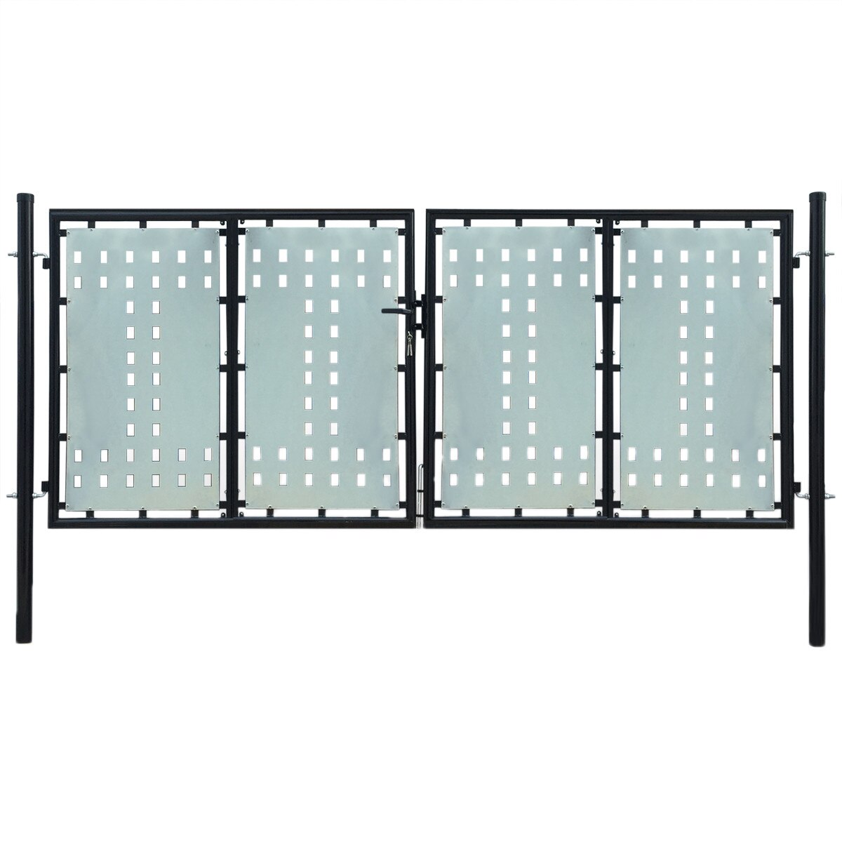 Poarta dubla pentru gard, vidaXL, 300 x 175 cm, Negru, Otel acoperit cu pulbere