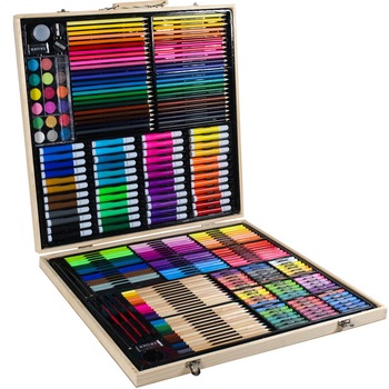 Set pictura si desen Art4Artist, 258 piese, Cutie de lemn, Crem Set pictura si desen Art4Artist, 258 piese, Cutie de lemn, Crem