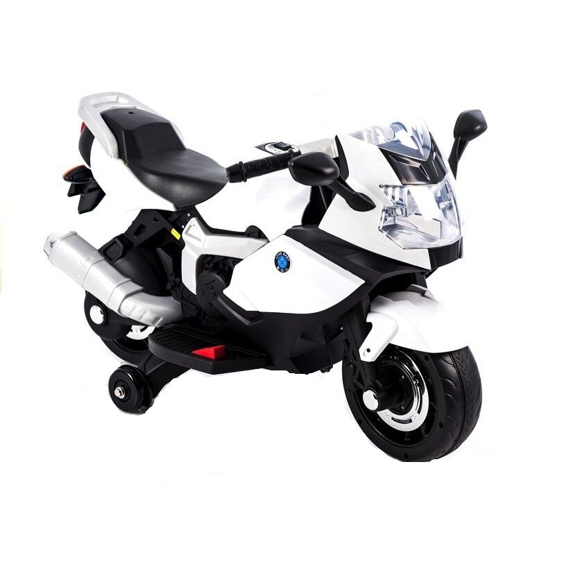 Motocicleta electrica Malipen cu roti ajutatoare, alb