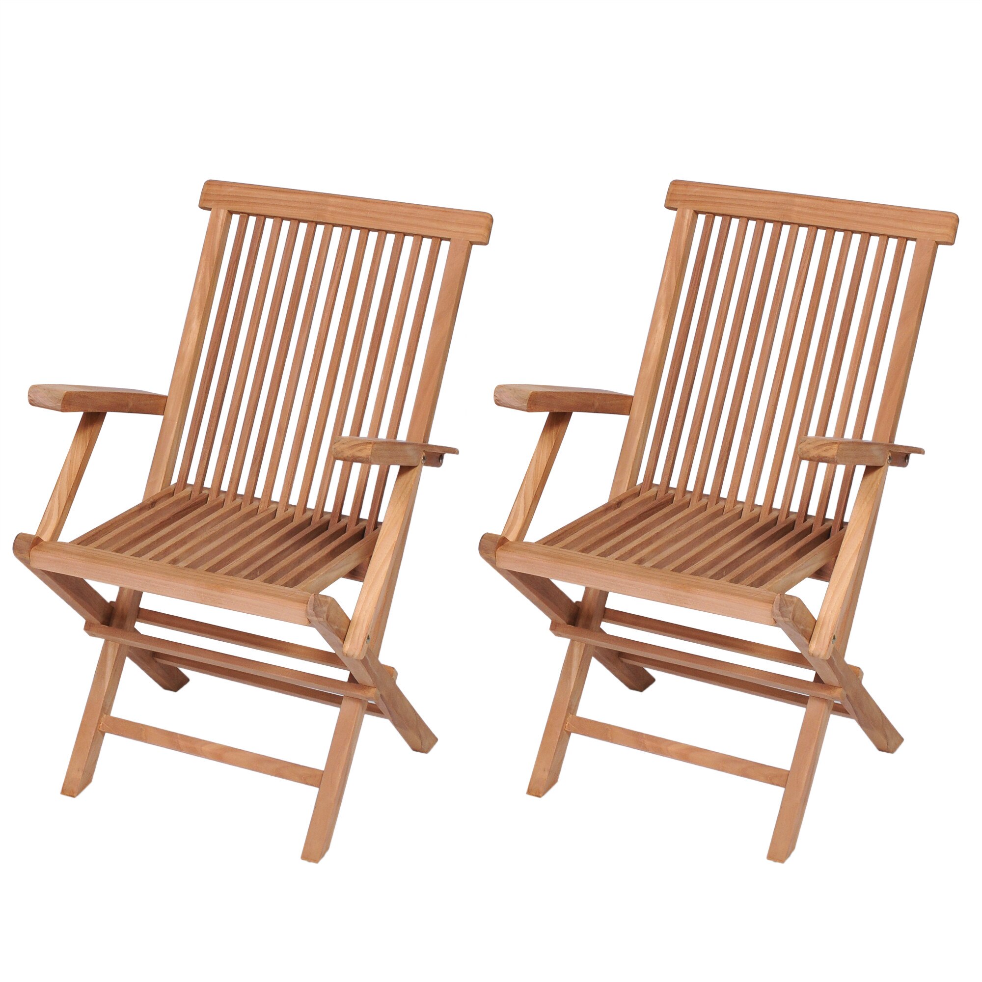 Set de 2 scaune pliabile, de gradina, vidaXL, Lemn de tec, Maro, 55 x 60 x 89 cm