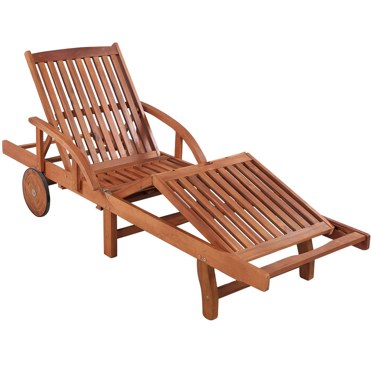 Sezlong din lemn masiv de acacia, vidaXL, 200 x 68 x 83 cm, Maro