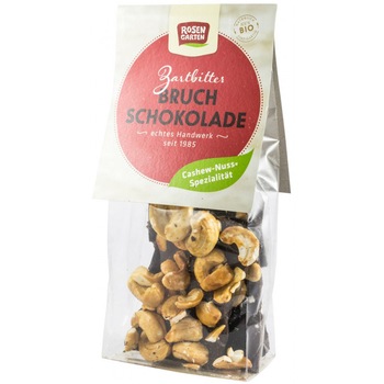 Ciocolata neagra BIO cu bucati de caju prajite - Rosen Garten, 110 g Ciocolata neagra BIO cu bucati de caju prajite - Rosen Garten, 110 g