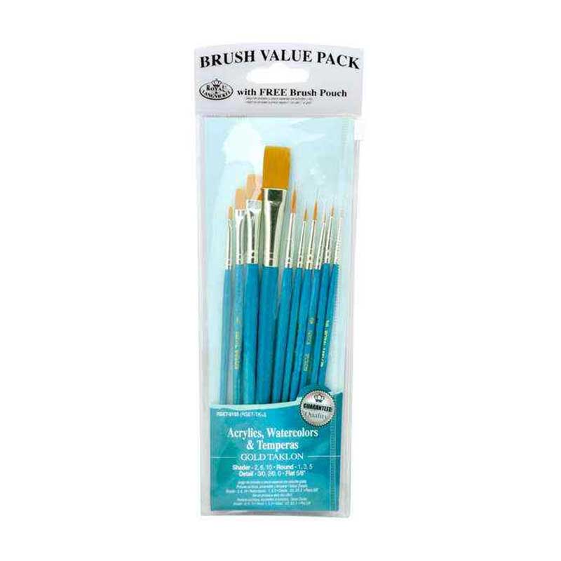 Set 10 pensule fir sintetic Gold Taklon gama Royal Brush Selection