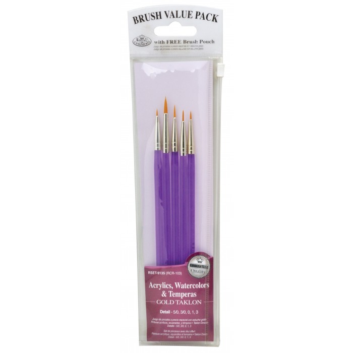 Set 5 pensule fir sintetic Gold Taklon gama Royal Brush Selection