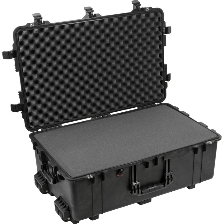 Peli Protector Case 1650EU 4-колесна твърда количка, черна, с предварително нарязана гъба Pick n Pluck