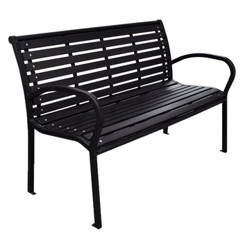 Banca din lemn compozit si cadru de otel, pentru gradina vidaXL, Negru, 125 x 60,5 x 80,5 cm Banca din lemn compozit si cadru de otel, pentru gradina vidaXL, Negru, 125 x 60,5 x 80,5 cm