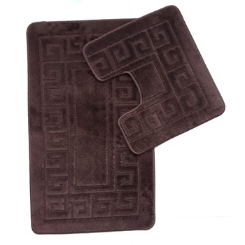 Set 2 covorase baie Basic Standard , 50x80cm/40x50cm, antiderapant, polipropilena, culoare maro , model etnic , gramaj 800 g Set 2 covorase baie Basic Standard , 50x80cm/40x50cm, antiderapant, polipropilena, culoare maro , model etnic , gramaj 800 g