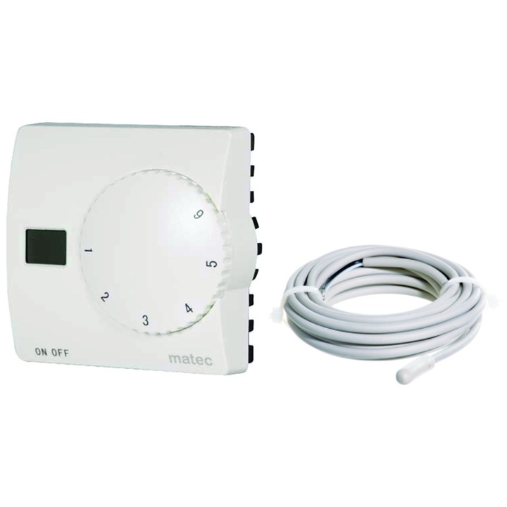 Termostat analogic incalzire electrica in pardoseala Matec, alb