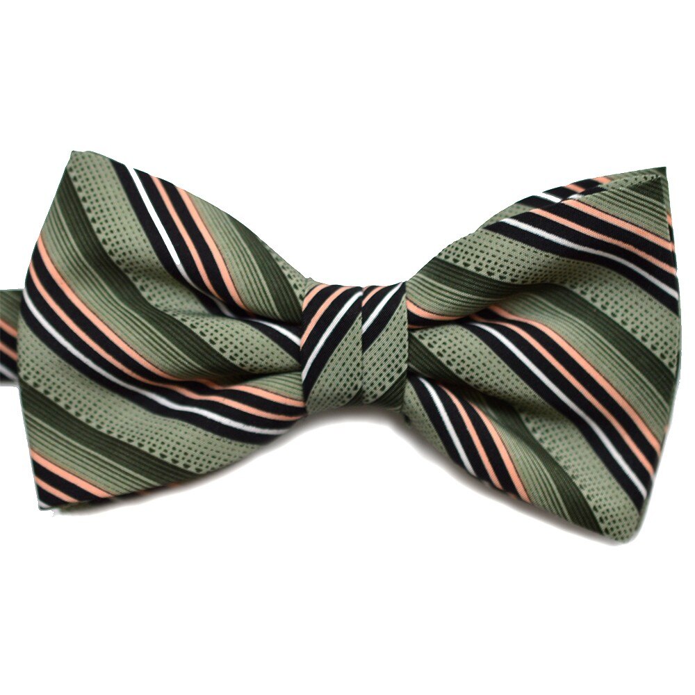 Papion verde cu dungi oblice negre albe si crem 1598