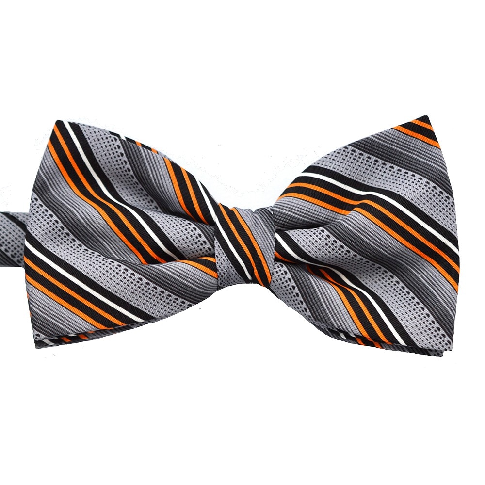 Papion gri cu dungi oblice negre albe si portocalii 1670