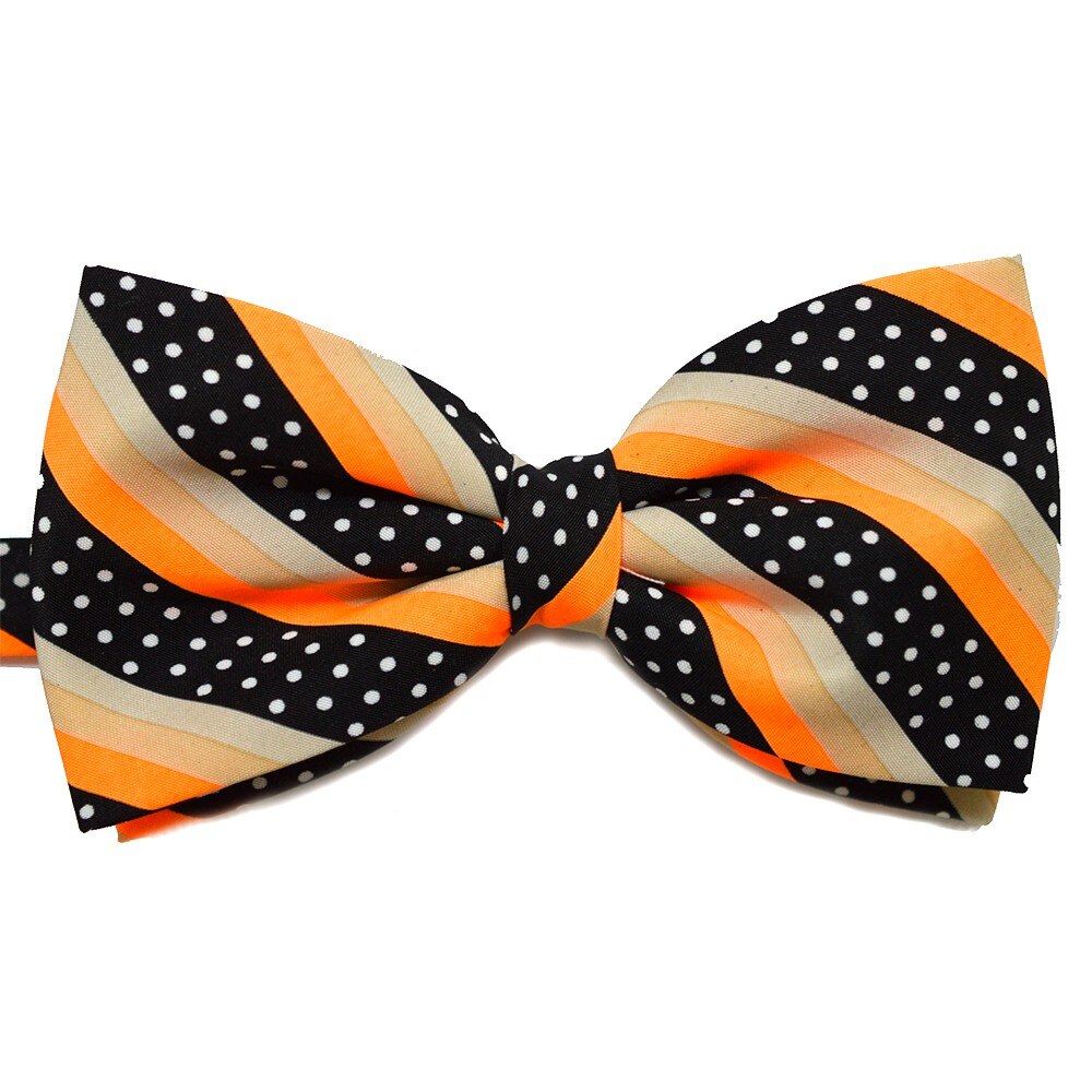 Papion portocaliu cu dungi oblice negre crem si buline albe 1577