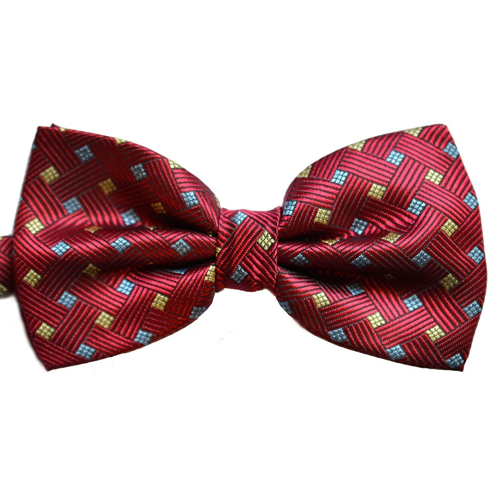 Papion visiniu cu patratele bleu si crem 1609