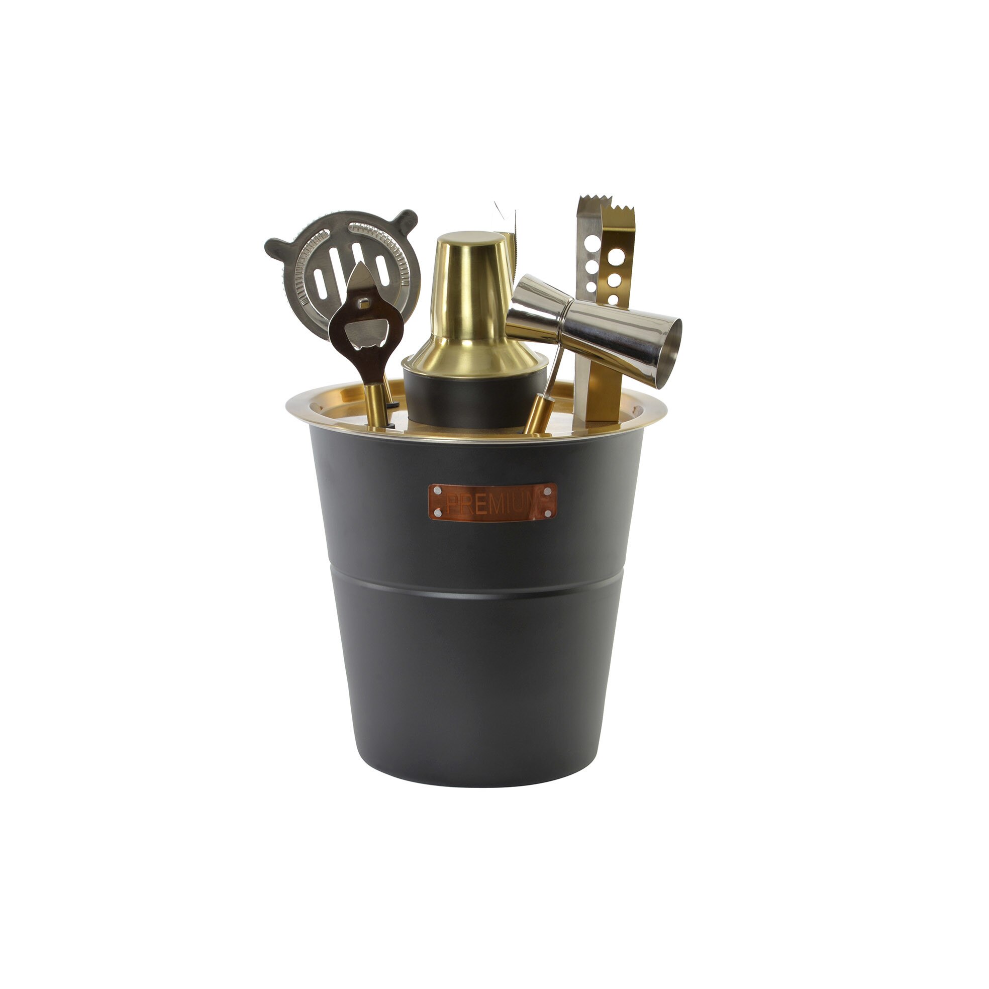 Set cocktail negru 7 piese, 13x13x22 cm