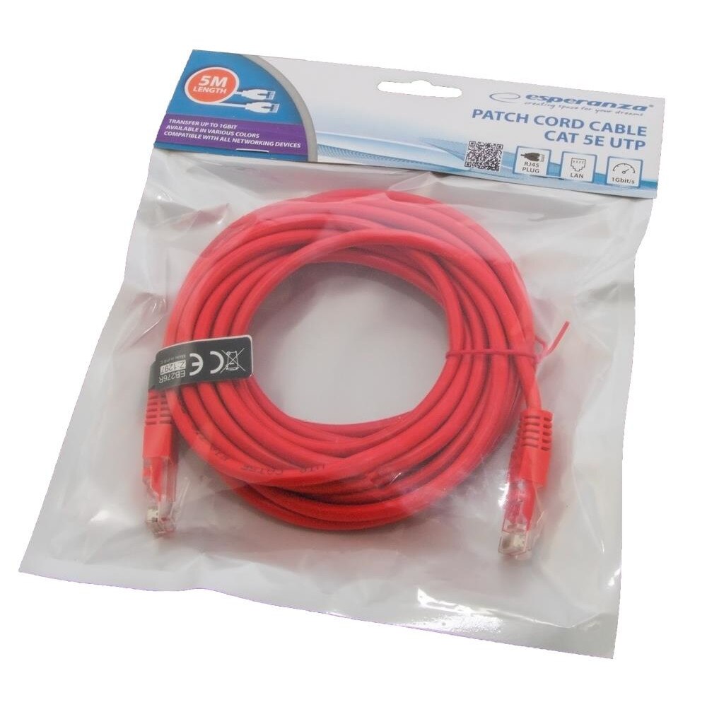 Cablu Patchcord Esperanza EB276R cablu UTP CAT 5E Patchcord 5M