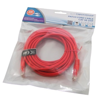 Cablu Patchcord Esperanza EB276R cablu UTP CAT 5E Patchcord 5M Cablu Patchcord Esperanza EB276R cablu UTP CAT 5E Patchcord 5M
