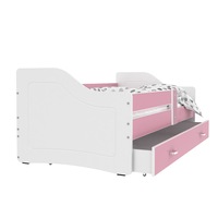 Pat copii Eurotel Sweety, 140 x 80 cm, Saltea inclusa, Alb/ Roz