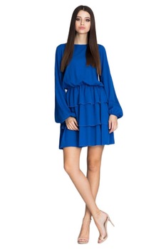 Rochie de zi model 116347 Figl , Albastru, S Rochie de zi model 116347 Figl , Albastru, S