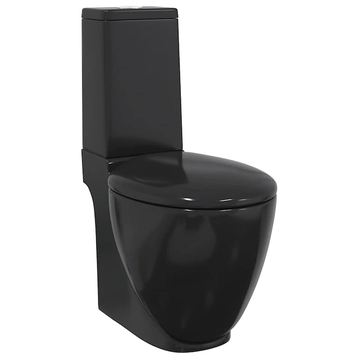 Vas WC cu rezervor inclus, vidaXL, Ceramica, Negru, 38,5 x 65 x 84,5 cm