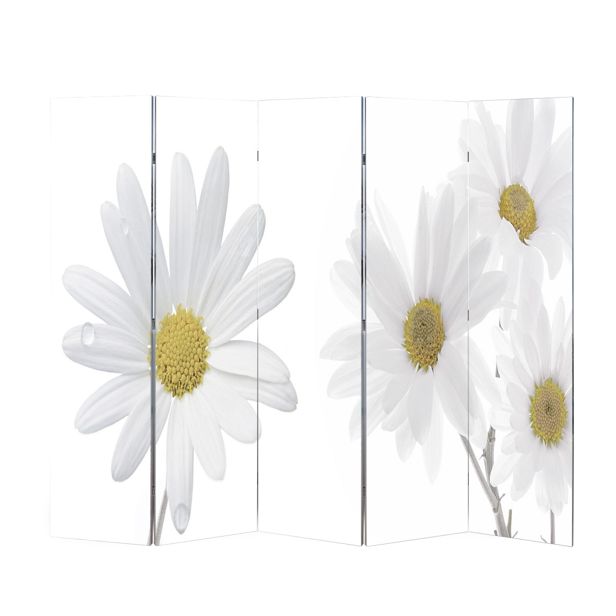 Paravan de camera cu model floral printat, vidaXL, Cadru de lemn, 200 x 180 cm, Multicolor