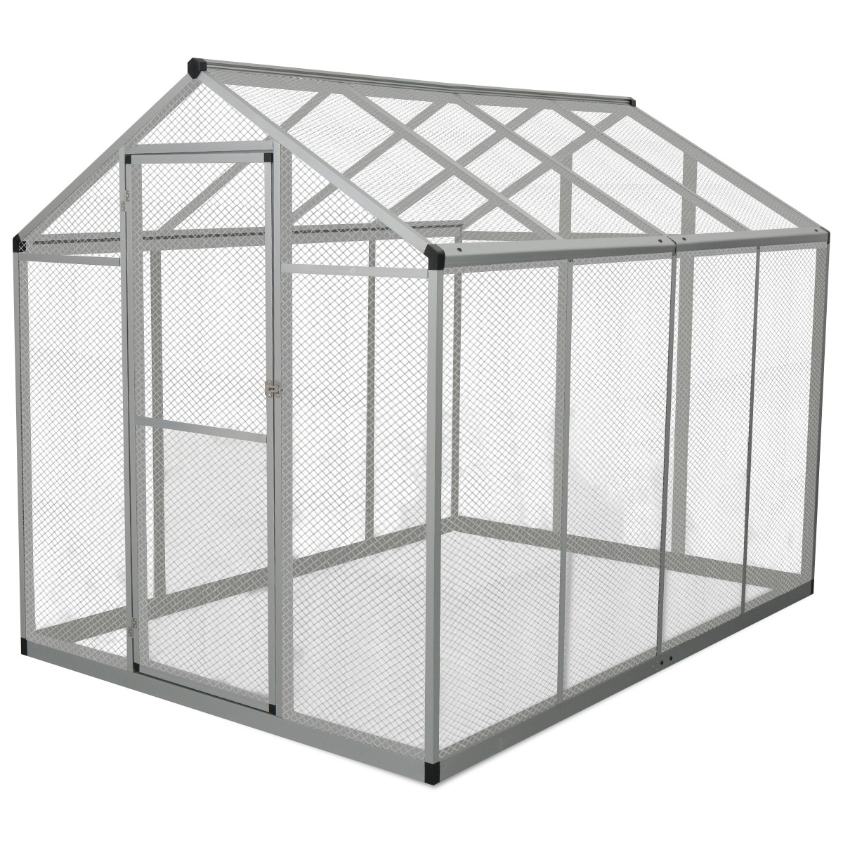 Cotet pentru pasari, vidaXL, Aluminiu, Gri, 178 x 242 x 192 cm