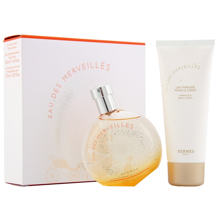 Set Hermes: Apa de Toaleta Eau Des Merveilles, 50ml + Lotiune de corp, 40ml