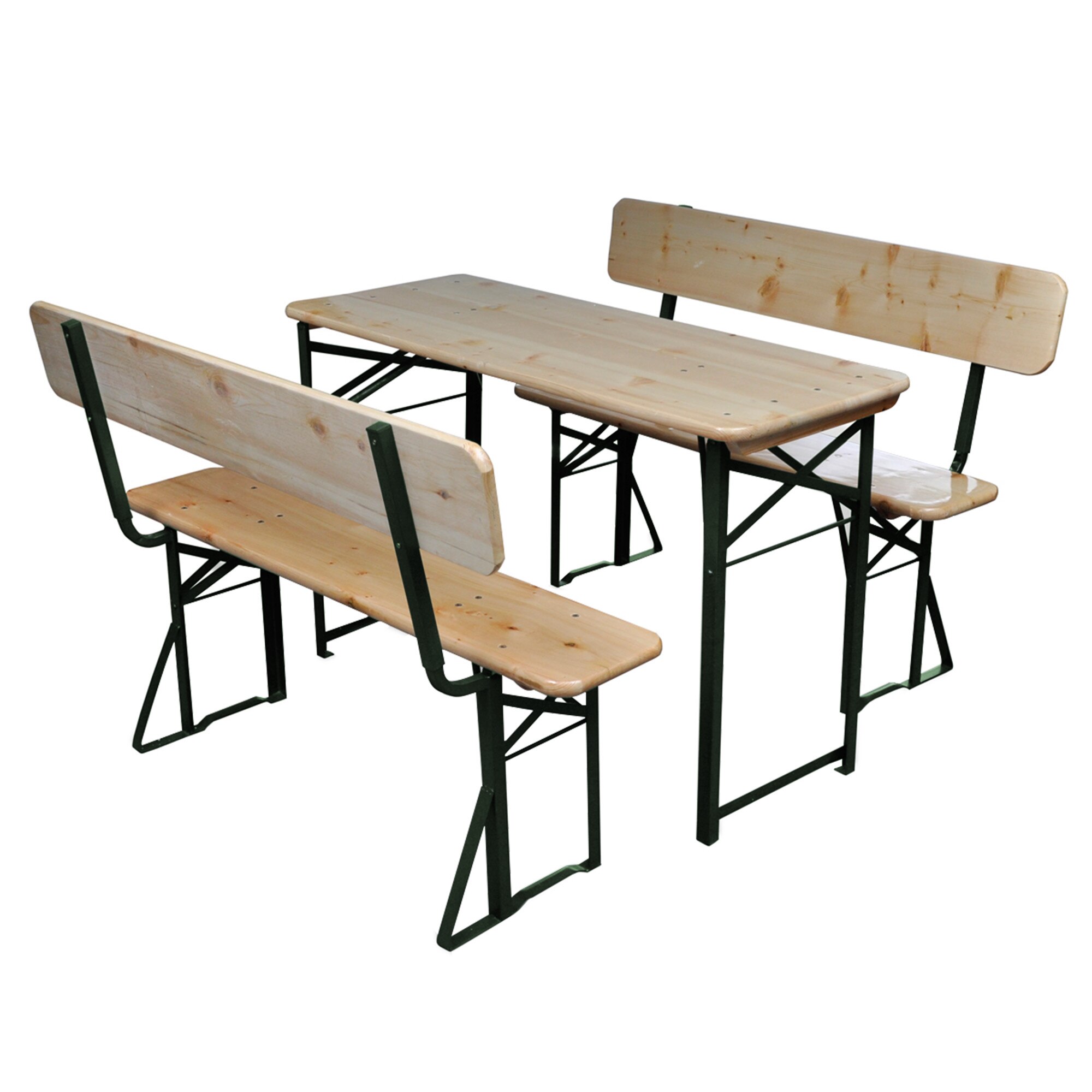 Set Mobila gradina 3 piese, masa cu bancute, vidaXL, Lemn, Maro