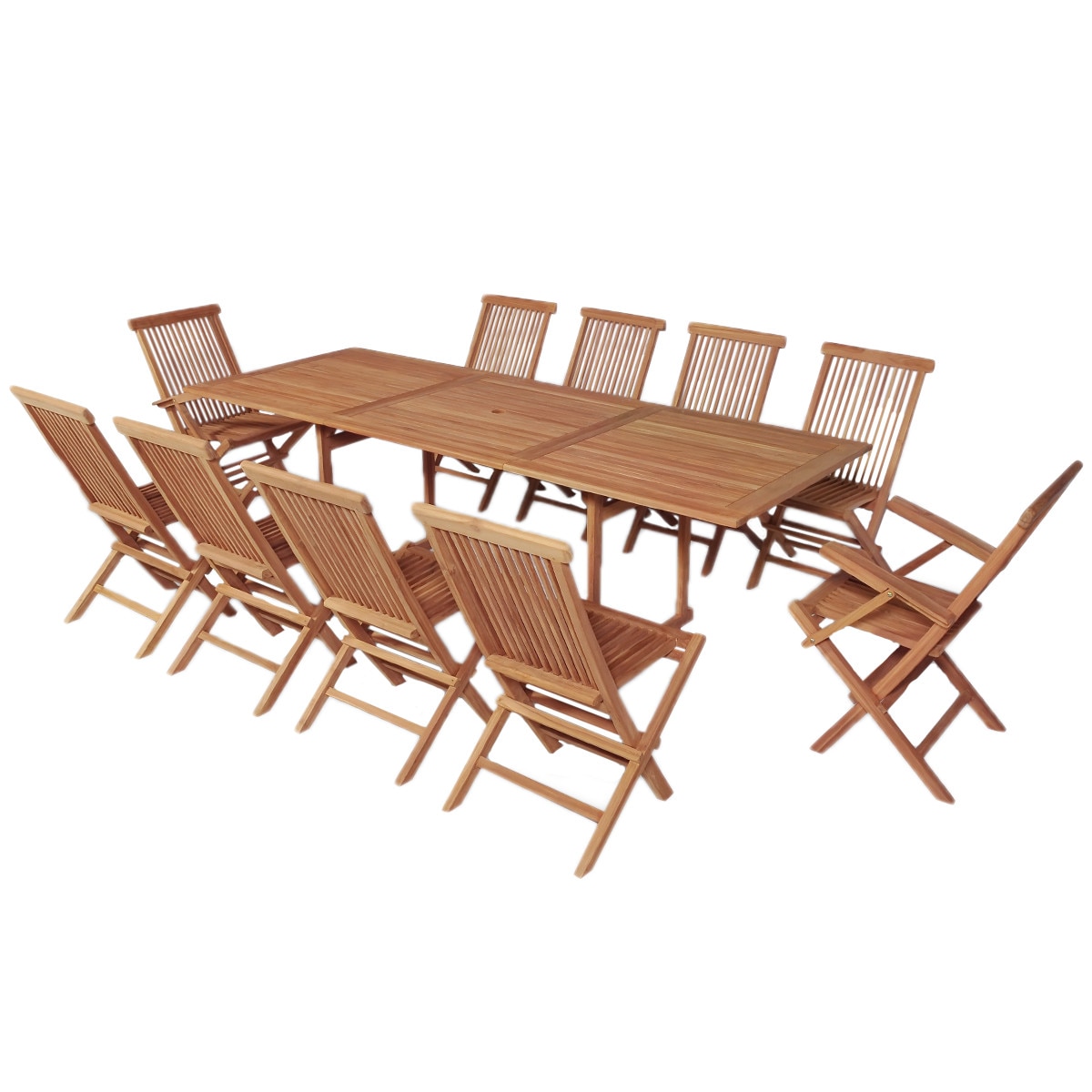 Set Mobila gradina 11 piese, vidaXL, Lemn de tec, Maro inchis