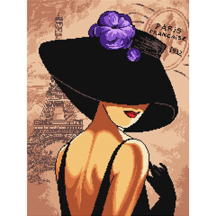 Goblen Paris , Hudemas , kit goblen imprimat pe panza , cu fire mouline