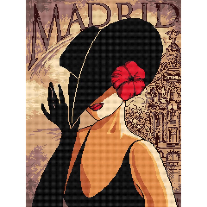 Goblen Madrid , Hudemas , kit goblen imprimat pe panza , cu fire mouline